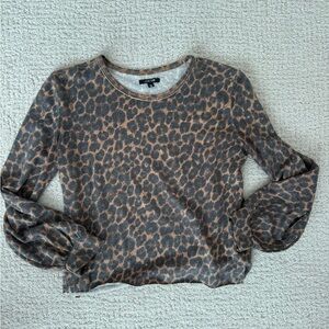 Joe's Jeans Brown Leopard Print Long Sleeve Tee